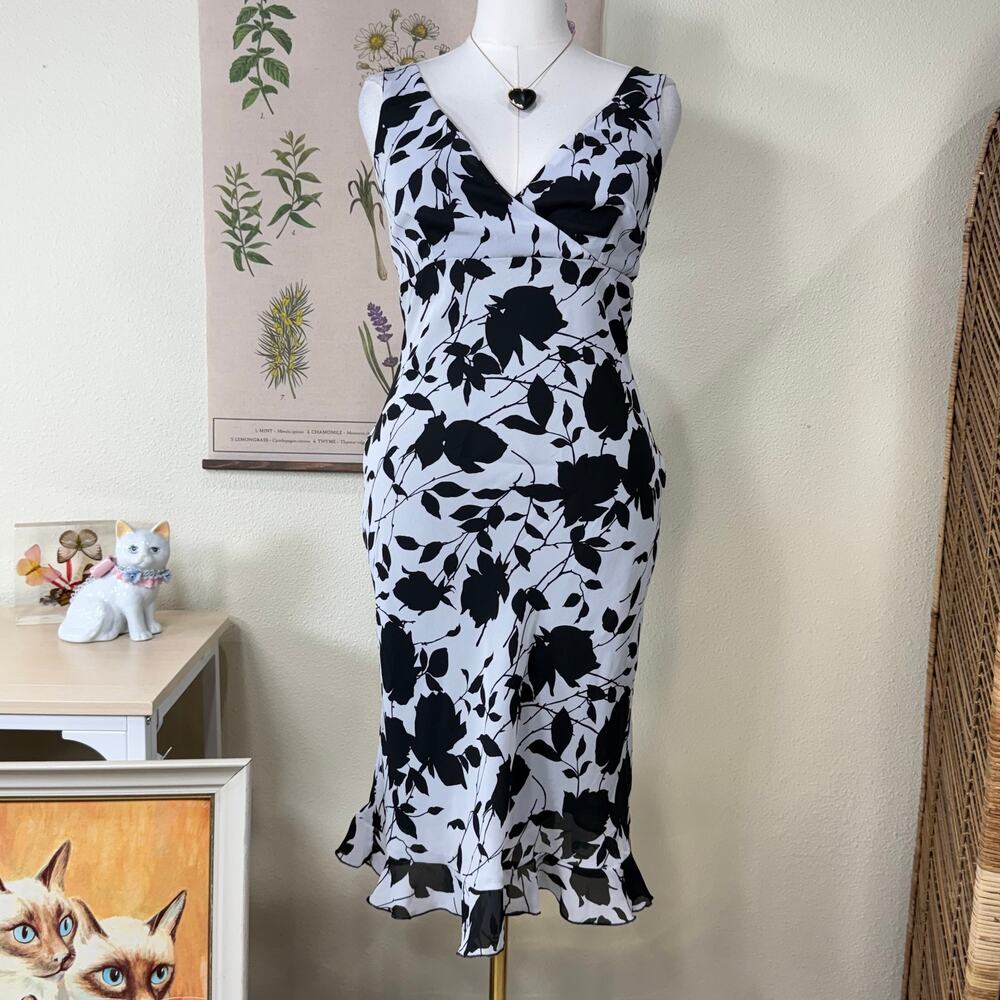 90s Y2k Floral Ruffle Babydoll Dress Whimsigoth Dark Romantic Goth Sexy Vampy L